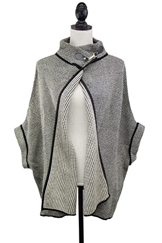 stylesilove Women Sweater Knit Cardigan with Buckle Fashion Jacket Shawl Poncho Warm Wrap for Fall Winter Season