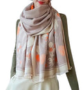 stylesilove Women Woven Floral Cashmere Like Grey Scarf Warm Flower Design Scarves Ultra Soft Shawl Neck Wraps for All Season
