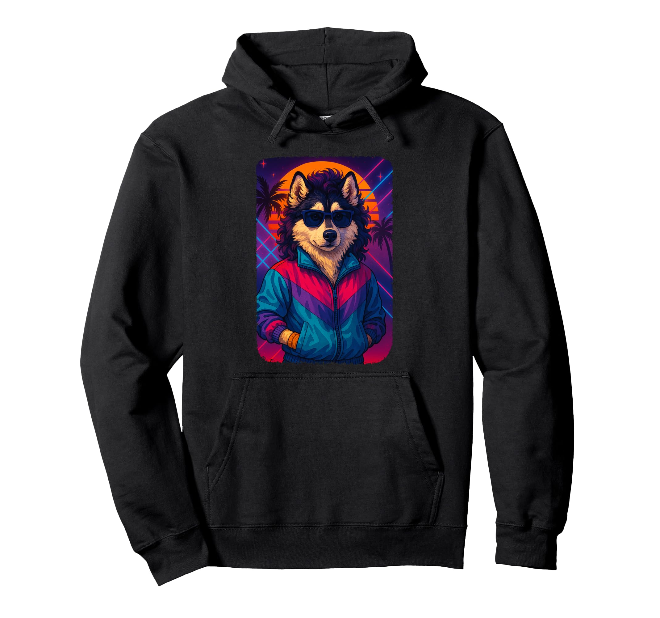 80S Aesthetic Husky Tracksuit Jacket Hoodie - Graphic Print for Adults