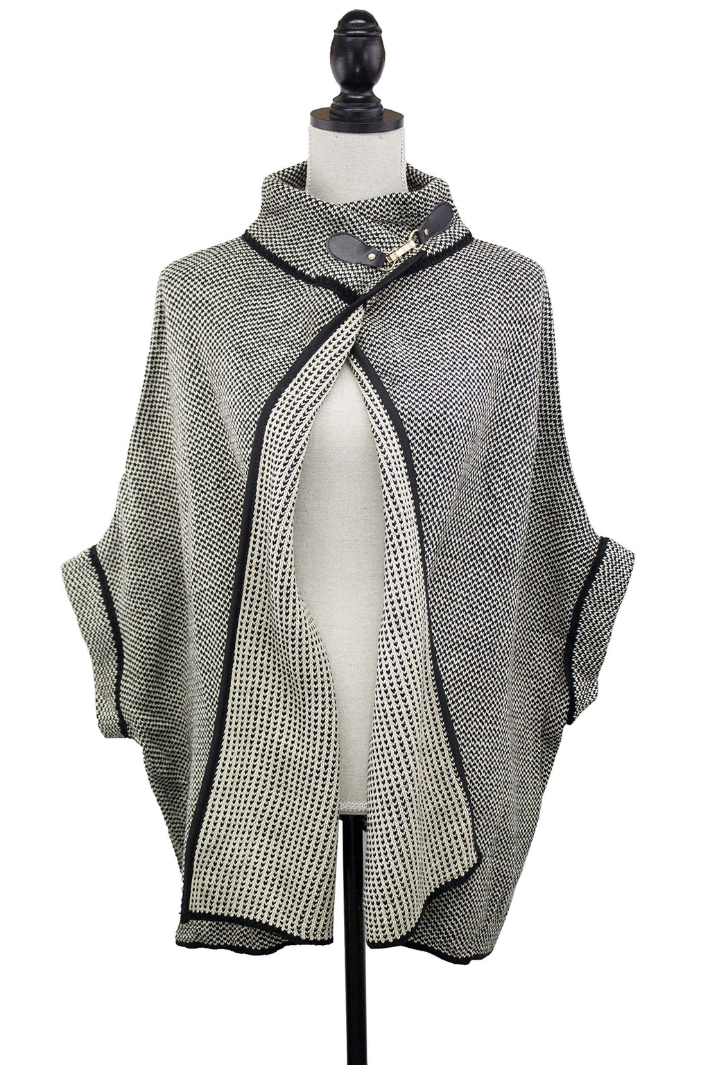 stylesilove Women Sweater Knit Cardigan with Buckle Fashion Jacket Shawl Poncho Warm Wrap for Fall Winter Season