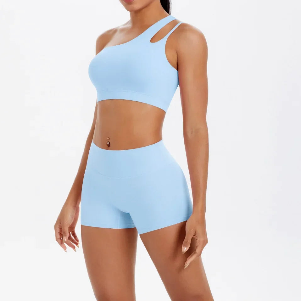 2PCS Yoga Set Gym Clothes Sportswear Women Tracksuit Fitness Tracksuit Workout Suit Sports Bra Gym High Waist Push Up Shorts