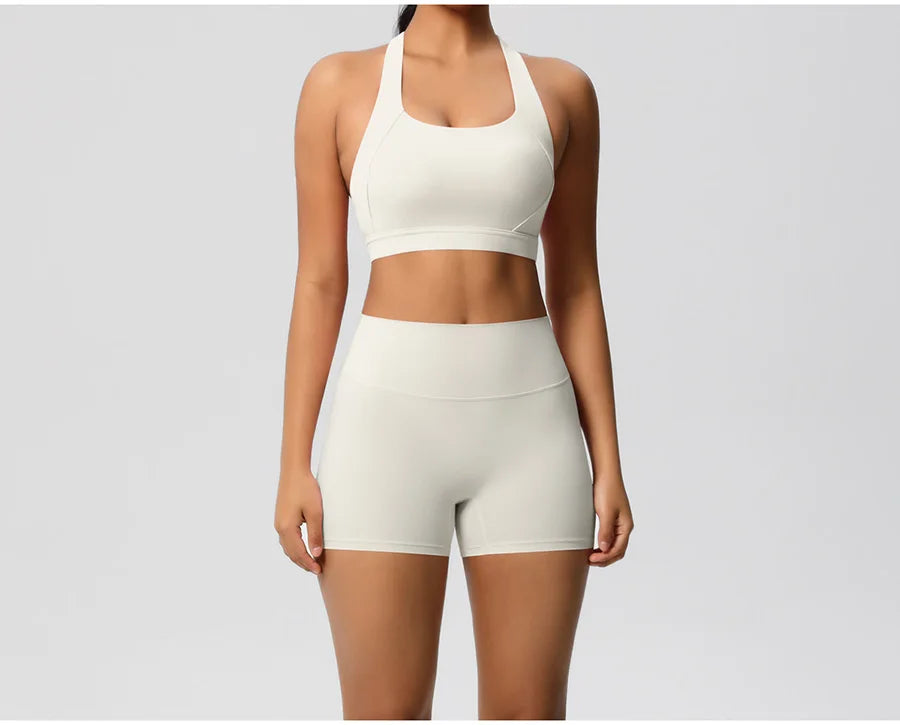 2PCS Yoga Set Gym Clothes Sportswear Women Tracksuit Fitness Tracksuit Workout Suit Sports Bra Gym High Waist Push Up Shorts