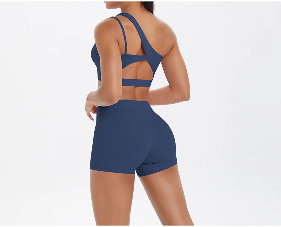2PCS Yoga Set Gym Clothes Sportswear Women Tracksuit Fitness Tracksuit Workout Suit Sports Bra Gym High Waist Push Up Shorts