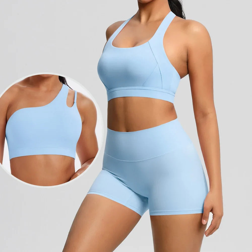 2PCS Yoga Set Gym Clothes Sportswear Women Tracksuit Fitness Tracksuit Workout Suit Sports Bra Gym High Waist Push Up Shorts