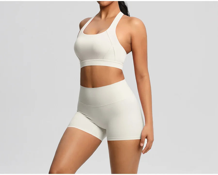 2PCS Yoga Set Gym Clothes Sportswear Women Tracksuit Fitness Tracksuit Workout Suit Sports Bra Gym High Waist Push Up Shorts