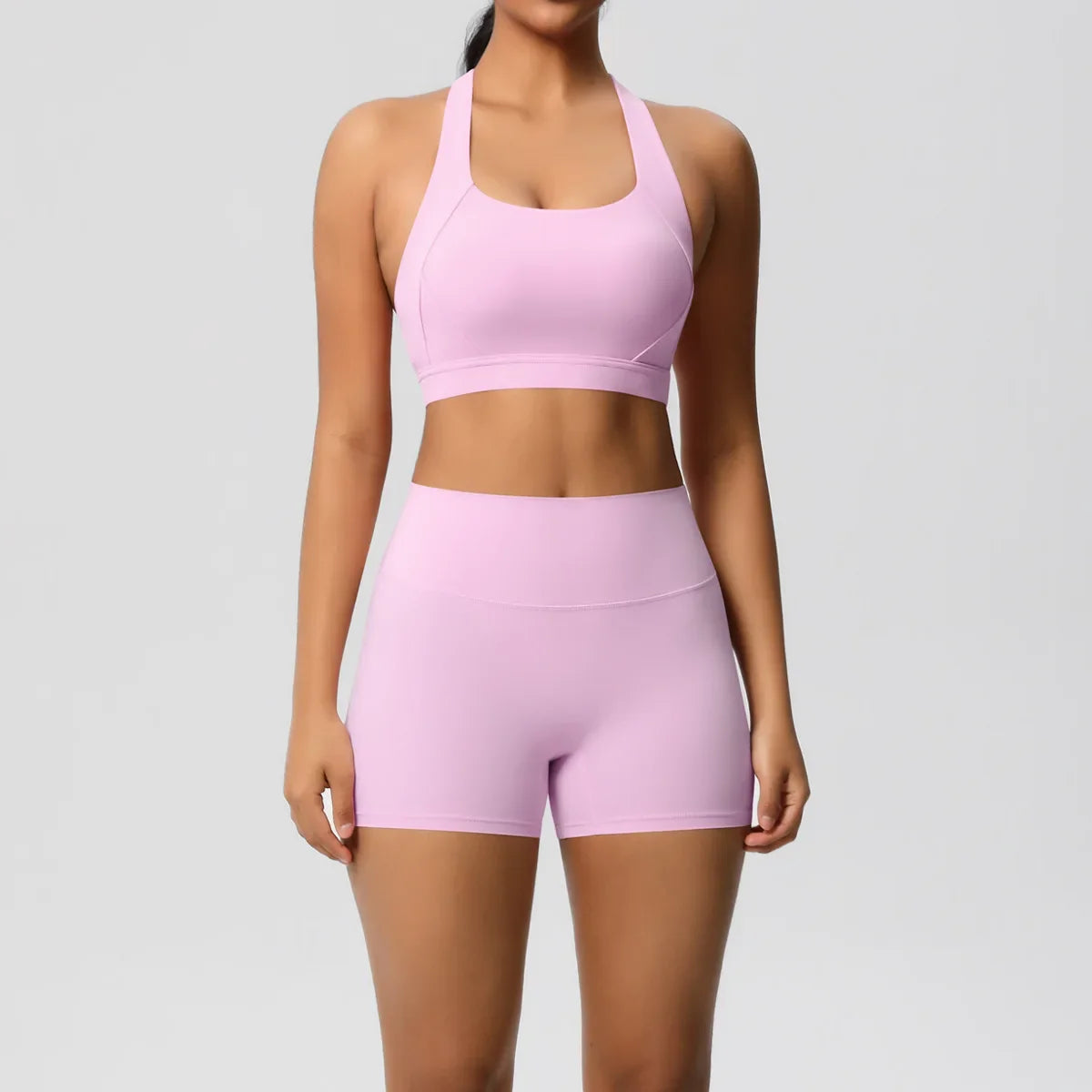 2PCS Yoga Set Gym Clothes Sportswear Women Tracksuit Fitness Tracksuit Workout Suit Sports Bra Gym High Waist Push Up Shorts