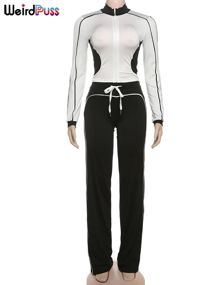 Patchwork 2 Piece Womens Tracksuit Set