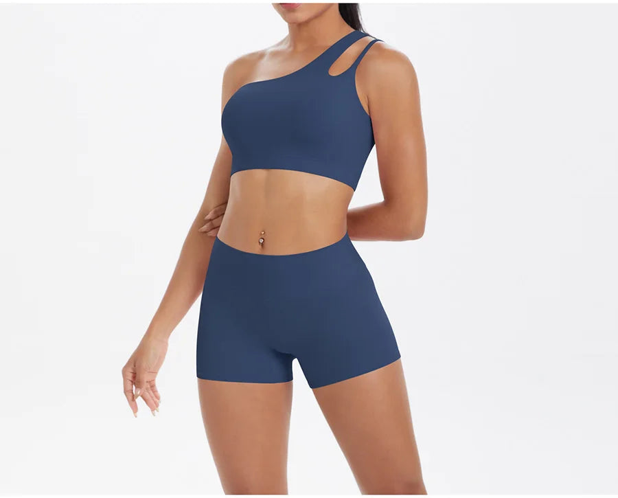 2PCS Yoga Set Gym Clothes Sportswear Women Tracksuit Fitness Tracksuit Workout Suit Sports Bra Gym High Waist Push Up Shorts