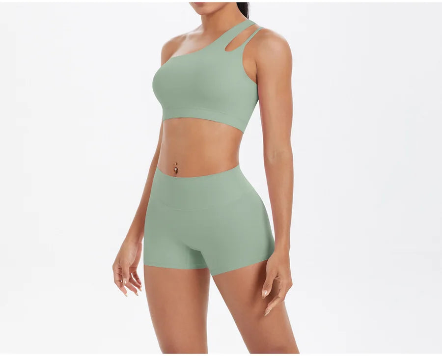 2PCS Yoga Set Gym Clothes Sportswear Women Tracksuit Fitness Tracksuit Workout Suit Sports Bra Gym High Waist Push Up Shorts