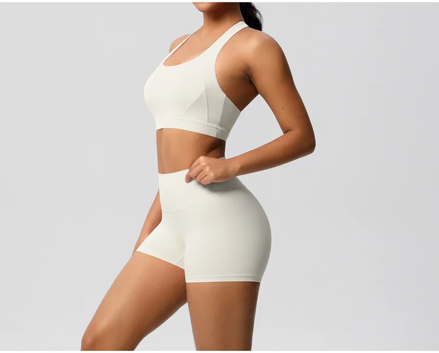 2PCS Yoga Set Gym Clothes Sportswear Women Tracksuit Fitness Tracksuit Workout Suit Sports Bra Gym High Waist Push Up Shorts