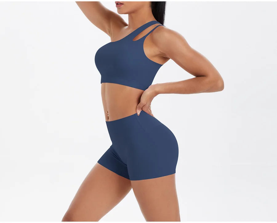 2PCS Yoga Set Gym Clothes Sportswear Women Tracksuit Fitness Tracksuit Workout Suit Sports Bra Gym High Waist Push Up Shorts