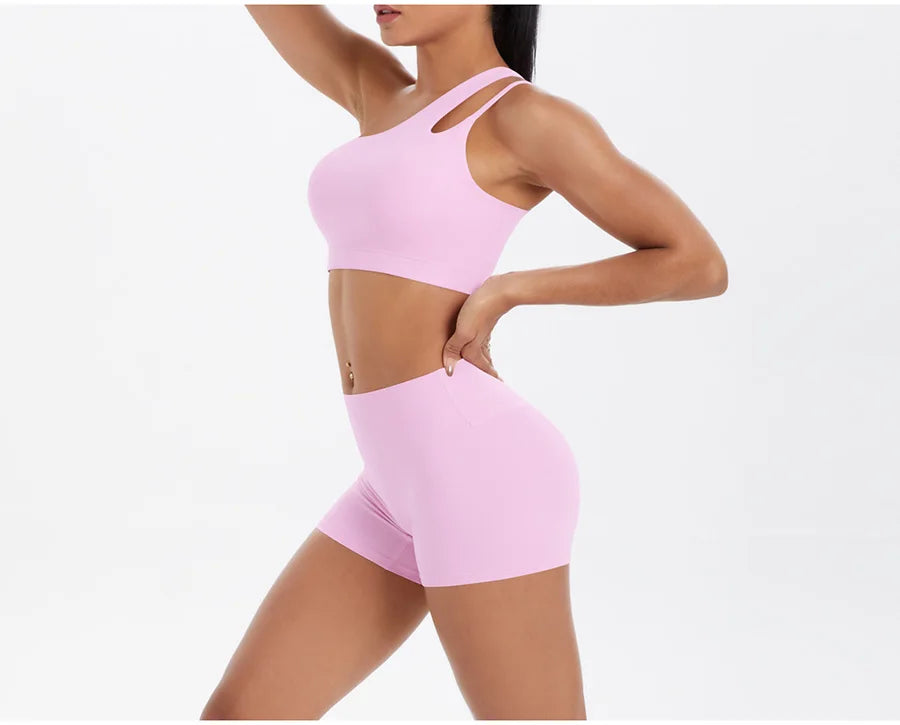 2PCS Yoga Set Gym Clothes Sportswear Women Tracksuit Fitness Tracksuit Workout Suit Sports Bra Gym High Waist Push Up Shorts