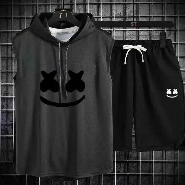 Summer Men's Casual Hooded Tracksuit Set
