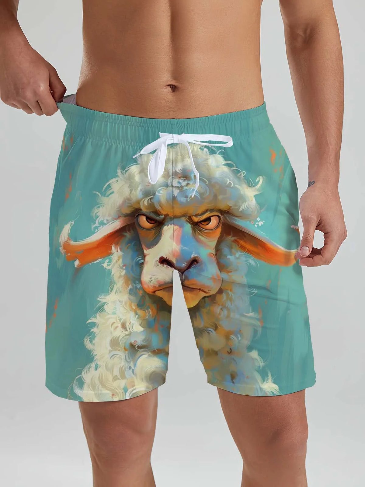 Funny Animal Ducks & sheep pattern men's Beach Shorts 3D Printed men's Shorts Summer Hawaiian Swin Trunks Vacation men's Clothes