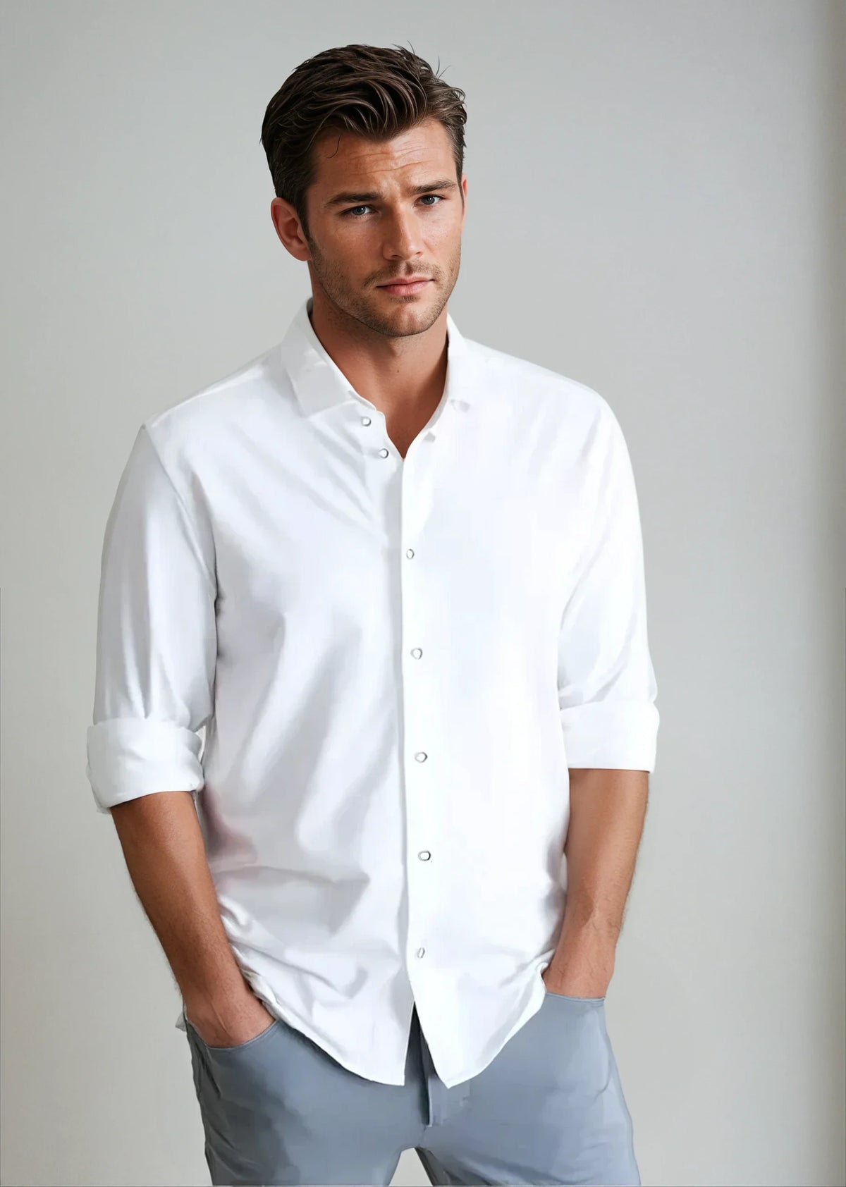 Cinqo 'Single Shot' Long Sleeve Shirt - White