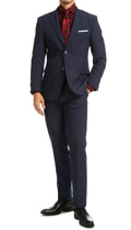 Paul Lorenzo Men's Navy Slim Fit 2-Piece Suit - Notch Lapel, Flat Front Pants