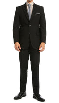 Paul Lorenzo Men's Black Slim Fit 2-Piece Suit - Notch Lapel, Flat Front Pants